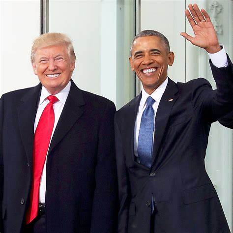 Obama e Donald Trump na sucessão de posse